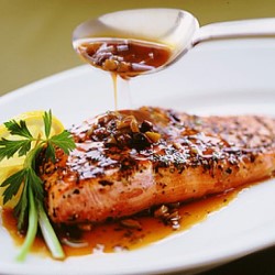 Salmon Steak With Black Pepper Sauce