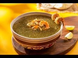 Tajine molokhiya with shrimp