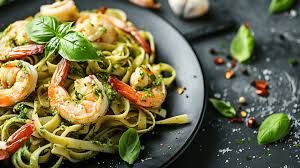 Pesto shrimp pasta