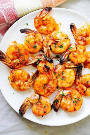 Grilled or fried shrimps