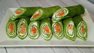 Pancakes with salmon and cream cheese