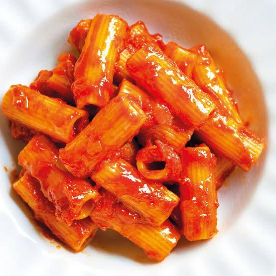 Italian rigatoni pasta with Italian Tomatos