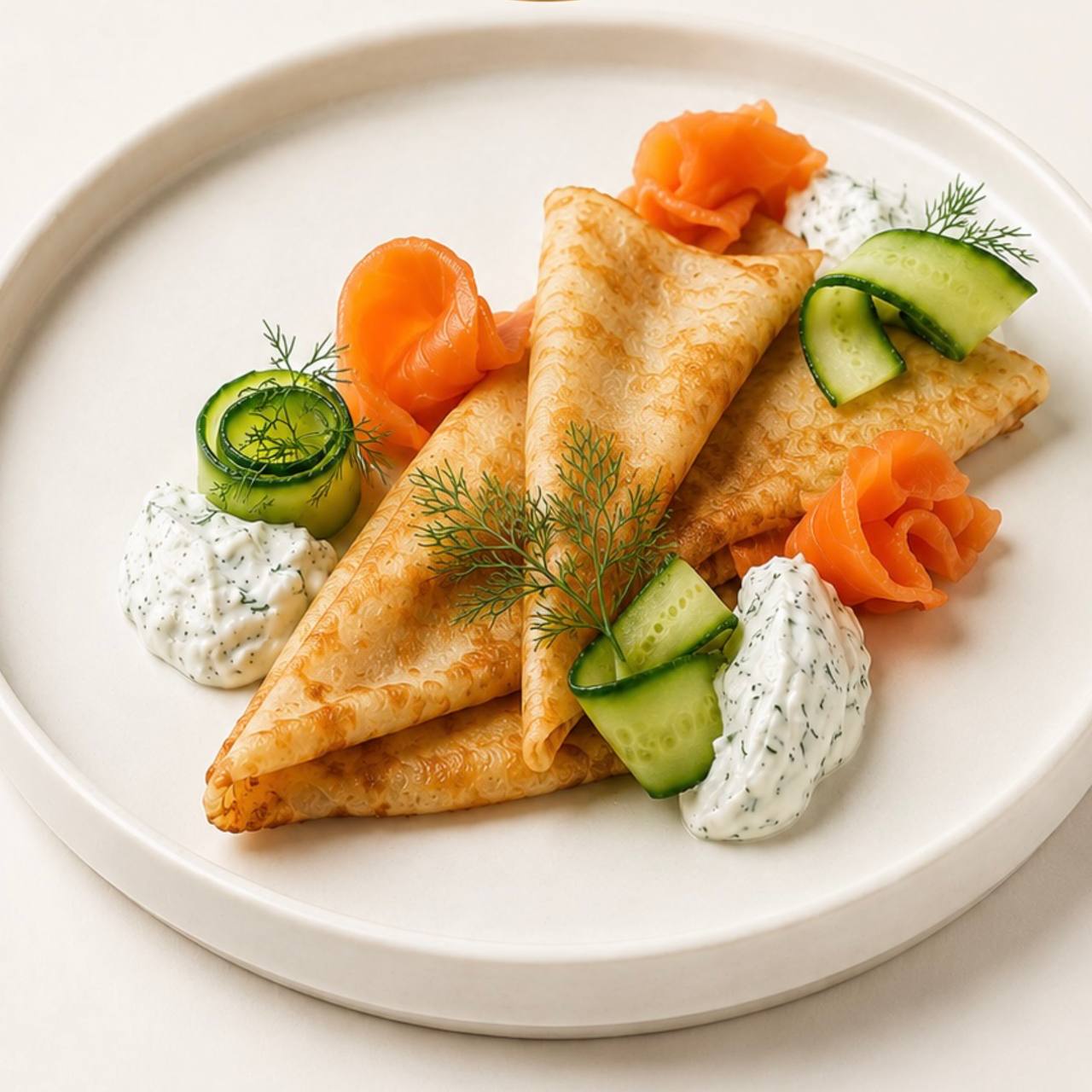 Crepes with salmon
