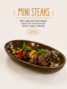 Mini steaks with grilled vegetables